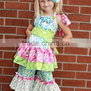 Nice Design Girl Outfits Top and Dress Kids Ruffle Pants/ Capris thumbnail-1
