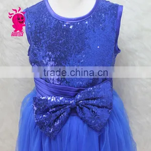 2015Girls Fashion Clothing Latest Evening Dresses Royal Sequin Girls Party Dress Baby Tulle Bowknot Dresses thumbnail-3