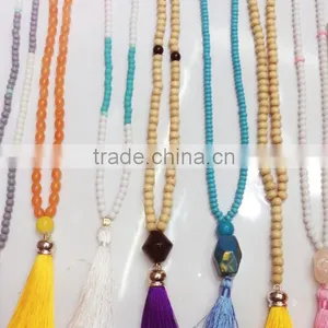 Fashion Long Hand Knotted Druzy Tassel Necklace, Druzy Beaded Neckalce thumbnail-2
