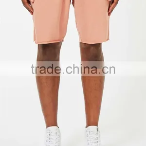 MGOO Foshan Manufacturer Pink Ribbed Jersey Shorts Fashion Comfortable Draw String Raw Hem Knee Length Shorts thumbnail-3