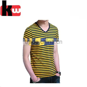OEM Shirts 100% Cotton Men's Yard-dyed V-neck T-Shirt thumbnail-4