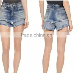 Runwaylover 4952 Europea Hot Sale Double Layer Denim Short thumbnail-1