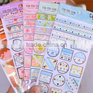 Adhesive Sticker Custom Fiber Paper Decorative Sticker Gold Stamp DIY Sticker thumbnail-3