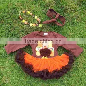 2015 Baby Toddler Girls Children Tutu Romper Girls Thanksgiving Romper Turky Romper Girls Lace Tutu Romper Necklace and Headband thumbnail-1