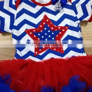 2016 Hot Sell Baby Girl 4th of July Tutu Romper Patriotic Baby Girls Tutu Romper With Matching Headband and Necklace thumbnail-2