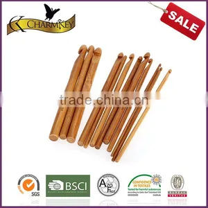 Charmkey Natural Bamboo Knitting Needle 12pcs Single Point Crochet Hook Set to Crochet Bag thumbnail-4