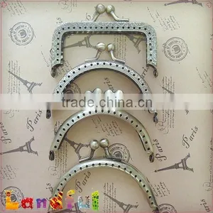 Bronze Metal Sew in Bag Purse Frame Kiss Lock Coin Purse Making thumbnail-2