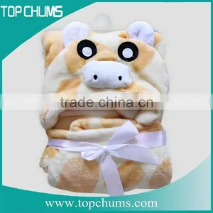 Wholesale Customized Animal Shape Solid Color Children Baby Hood Fleece Blanket Poncho thumbnail-3