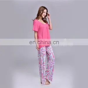 Long Pants Beach Pants Sets Bamboo Fiber Lounge Custom Printing Patterns thumbnail-2