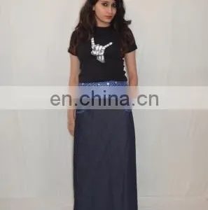 Reversible Denim Long Wrap Skirt thumbnail-1