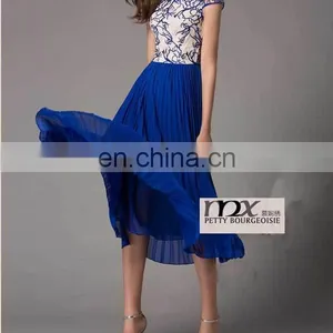 Women Emboridery Chiffon Dress With Short Sleeve thumbnail-1