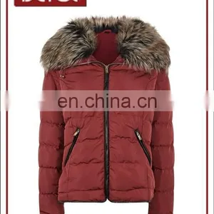 Newest Design Winter Soft Faux Fur Collar Padding Jacket for Lady thumbnail-1