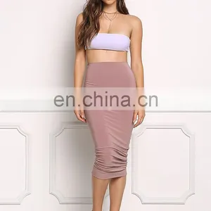 2017 Woman Hot Sale New Design Mauve High Rise Midi Skirt thumbnail-2