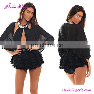 Wholesale Sexy Ladies Swimwear Black Tie Bandage Beach Cover Ups thumbnail-2