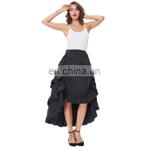 Belle Poque Retro Vintage Gothic Womens Costume Cotton Black High Low Skirt BP000222-1 thumbnail-2