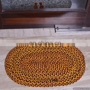 Indian Embroidered Handmade Door Mat Ethnic Style Braided Floor Mat Reversible Cotton Rug thumbnail-1