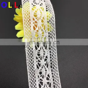 OLCT1415 2.2cm Fashion White Cotton African Tulle Lace Guipure for Ladies Dress thumbnail-3