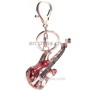 Musical Instruments Red Enamel Guitar Rock Band Keychain Jewelry thumbnail-1