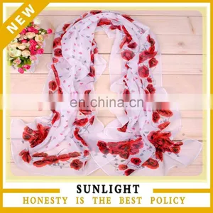 Wholesale Digital Print Chiffon Shawl Fashion Design Beach Chiffon Scarf thumbnail-1