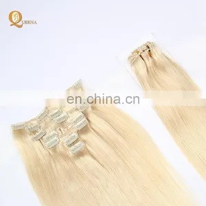 Factory Wholesale Platinum Blonde Indian Human Hair 150g 220g Remy Clip in Hair Extension thumbnail-1