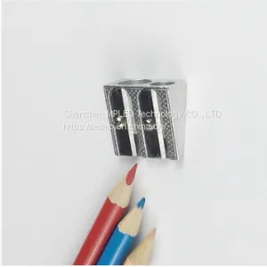 Two Hole Zinc Alloy Crayon and Pencil Sharpener, Silver thumbnail-1