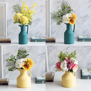 Green Yellow Morandi Watering Can Garden Ceramic Vase Lovely Decor for Tea Table thumbnail-4
