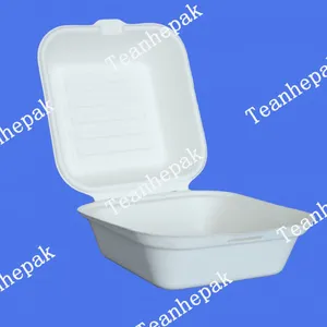 450ml 600ml Degradable Disposable Lunch Box, Pulp Lunch Box, Light Snack Box, Fast Food Box, Cake Hamburger Box thumbnail-1