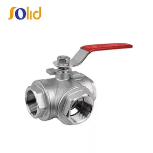 Handle Lever CAST Steel WCB 3 Way Ball Valve L Type With Mounting Pad ISO5211 thumbnail-1