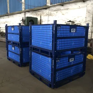 Customized Stackable Wire Mesh Storage Cage for Warehouse Pallet Rack Systems thumbnail-1