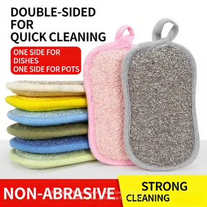 Double-Sided Microfiber Dish Towel Strong and Non-Stick Kitchen Oil Fiber Rag Sponge for Pot Washing and Brush Descaling thumbnail-4
