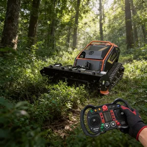 Remote Control Mowing Machine 1000mm Gasoline Crawler 35° Slope Flail Hammer Blade With 200m Wireless Distance thumbnail-1