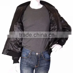 Quilted Bomber Man Leather Jacket thumbnail-3