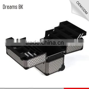 2016 High Quality Aluminum Trolley Make up Case Beauty Display Case With Rolling Wheels thumbnail-6