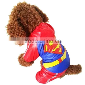 Dog Superman Raincoat With Waterproof Windcoat Material and Mesh Fabric Lining Fit for Spring Summer and Early Autumn thumbnail-1