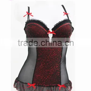 Red Dot Black Sexy Lace Mature Woman Lingerie,transparent Sexy Lingerie thumbnail-1