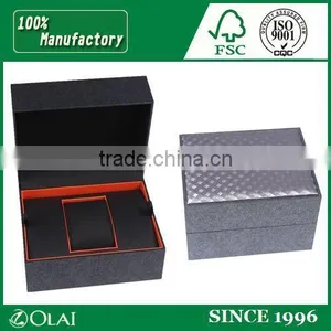 Single Frosted Orange Leather Watch Box thumbnail-1