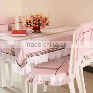 100% Polyester TC CVC Table Cloth WITH RUFFLES,LACE,WATER RESISTANT ,HEAT RESISTANT,WATER PROOF thumbnail-3
