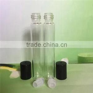 Clear 16*90MM 10ml Roll on Bottle With Glass Rollers and Plastic Cap Refillable Empty for Essential Oil Perfume Bottle thumbnail-1