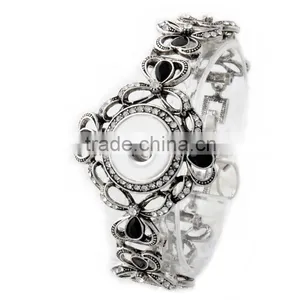 2016 Vintage Full Crystal 18mm Ginger Snap Button Bracelet Woman Pulseras Snap Bracelets thumbnail-1