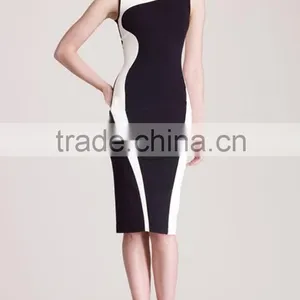 Women Geometry Design Sleeveless O-Neck Stretchy Evening Slim Dress thumbnail-3