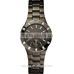 High Quality Black Plating Quartz Watch With Date And Week Display Exqusite Diamante Decoration For Women Design thumbnail-1