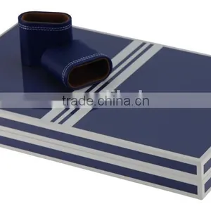 Personalized Dark Blue Wooden Backgammon thumbnail-4