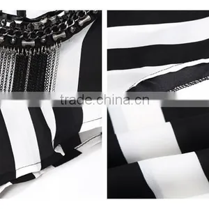 Black and White Striped Fashion Design Lady Blouse & Top Wholesale China thumbnail-6