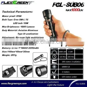 Xml T6 High Bright Rechargeable LED 1000 Lumen Diving Flashlight thumbnail-3