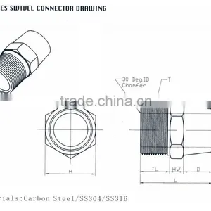 Carbon Steel/SS304/SS316 Females Swivel Connector Drawing From Jiangyin MAISUN Company thumbnail-1