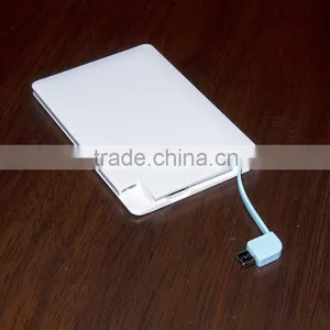 Built in Cable Credit Card 2000mAh Power Bank thumbnail-3