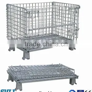 CE High Quality Foldable Wire Mesh Bulk Containers With Wheels thumbnail-1