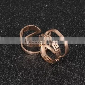 High Quality Jewellery Rose Gold Plated Stainless Steel Cuff Double Ring thumbnail-5