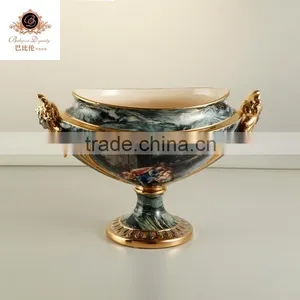 Hand Painting Home Decoration Big Marble Green Ceramic Flower Vase,porcelain Vase thumbnail-4