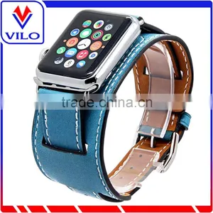 Genuine Cuff Leather Watch Band Strap With Classic Metal Buckle for Apple Watch 38mm 42mm thumbnail-1
